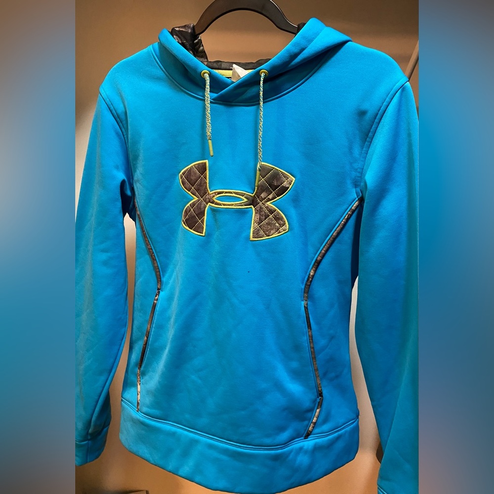 Under Armor large blue/camouflage hoodie.